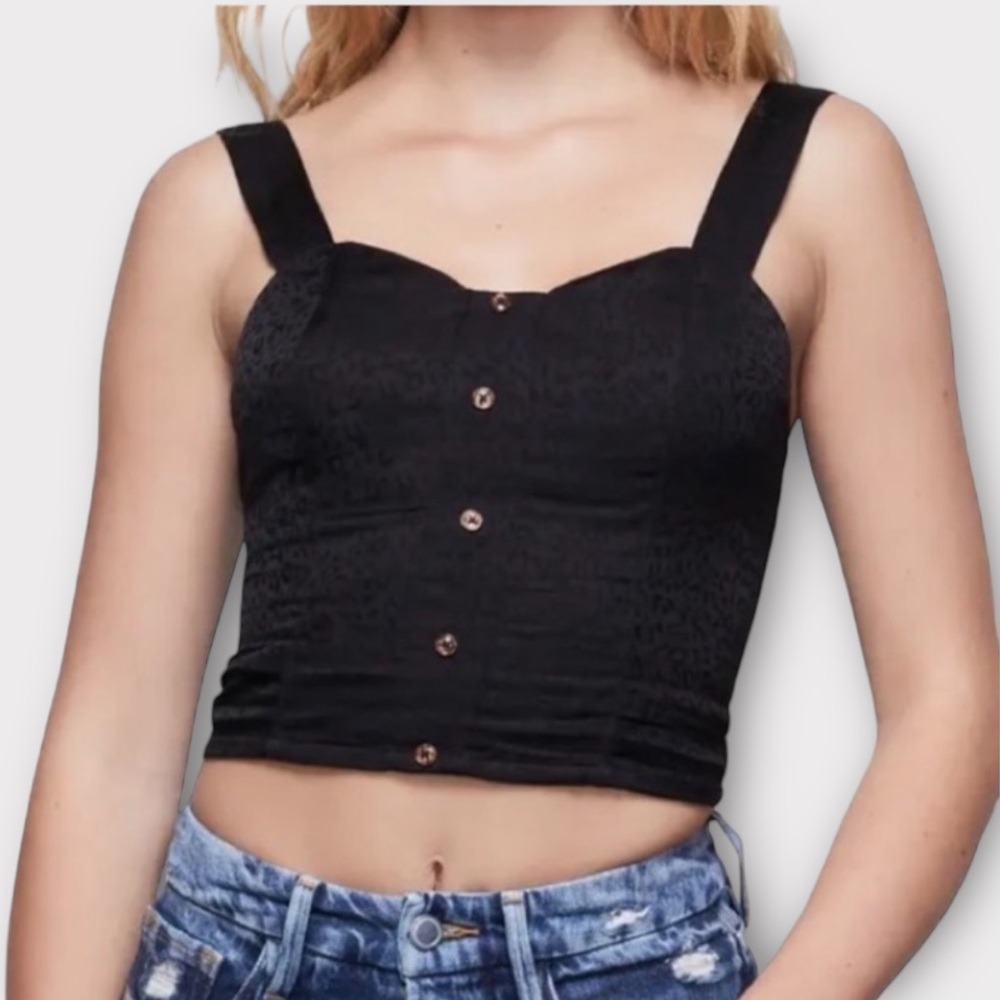 Good American Women’s Top Size 0 Bustier Strappy Crop Baby Doll Grunge Goth NWT